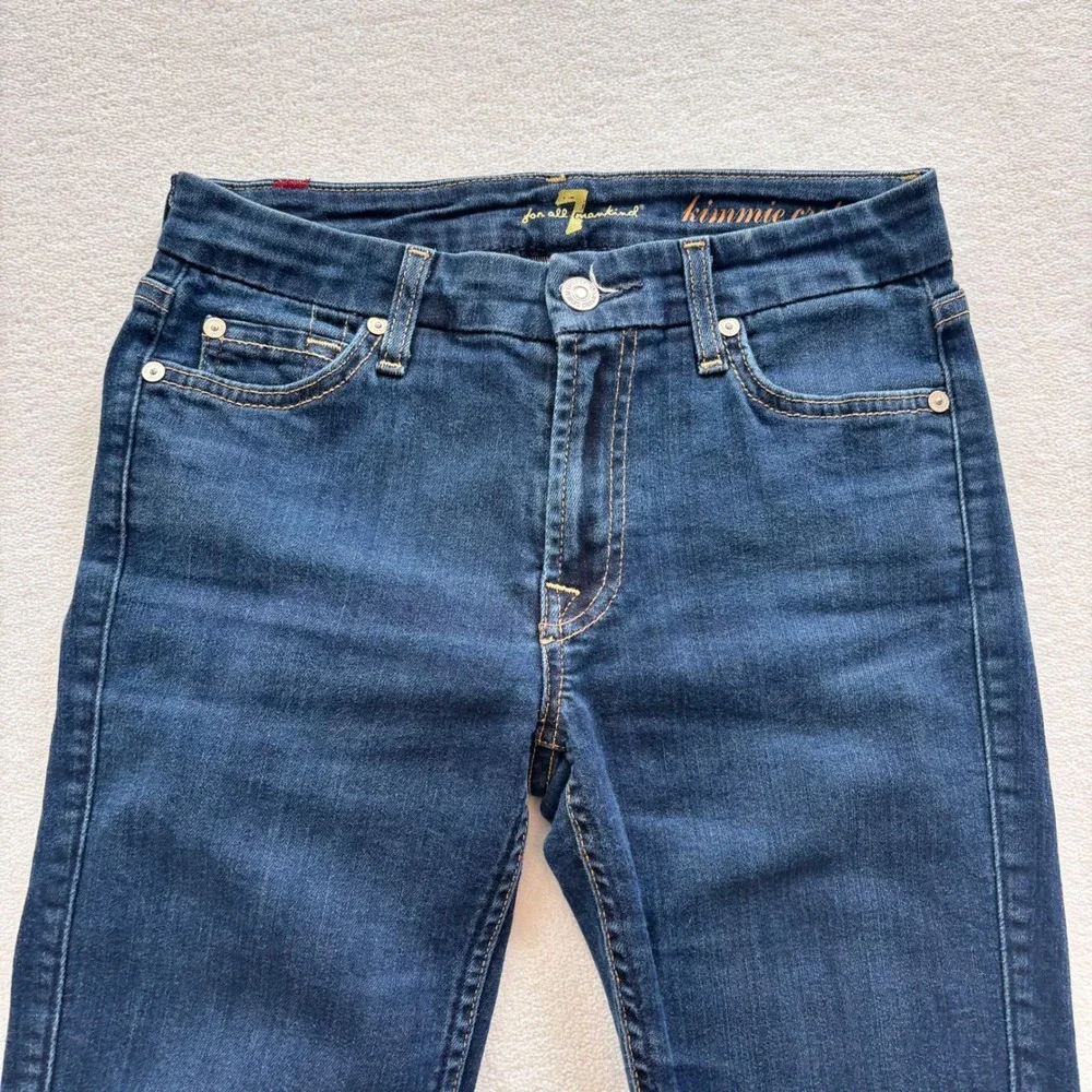 7 For All Mankind Kimmie Crop Jeans Women 27 Dark Wash Excellent Slim Fit‎ Denim